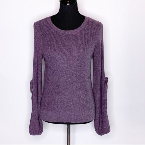 American Eagle purple open slit bow sleeve sweater size Small - Picture 1 of 12